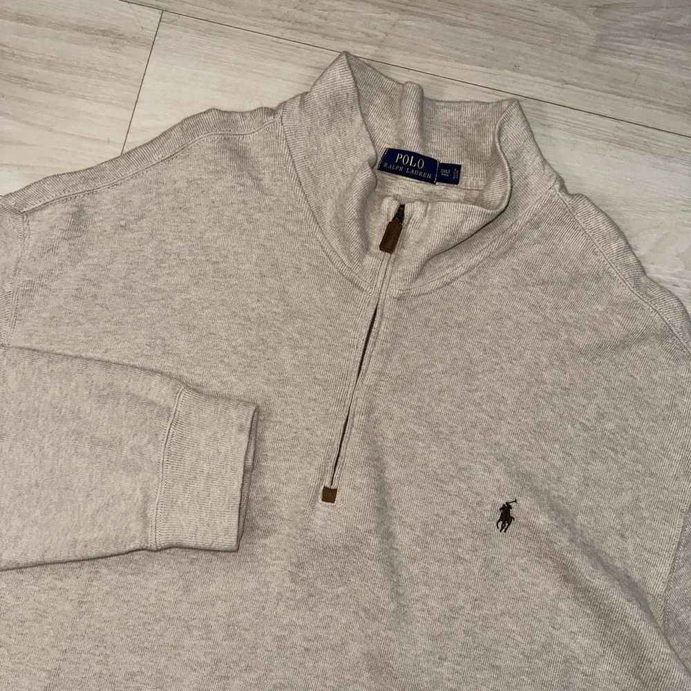 Polo Ralph Lauren Men's Quarter Zip Cream Sweater Size 3XLT Tall Preppy Spring